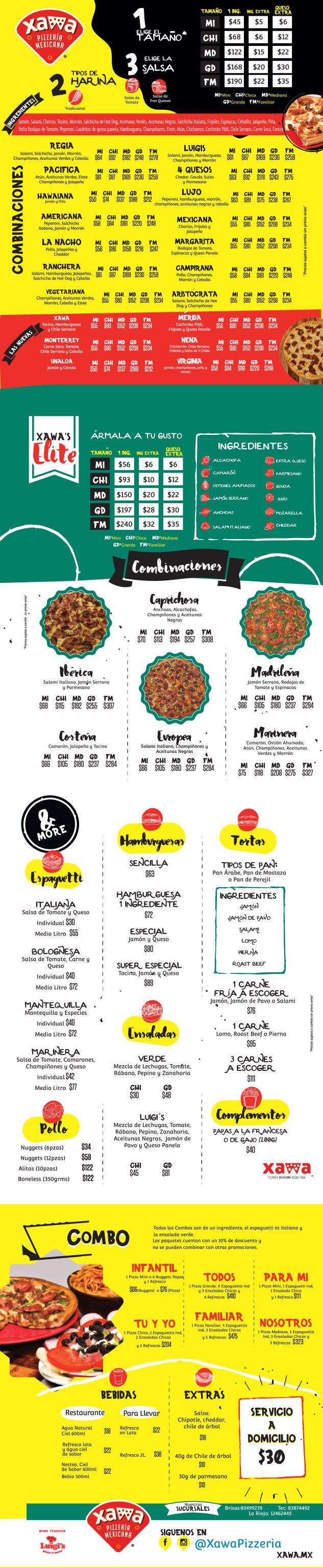 Menu Xawa Pizzería Monterrey Menu de Xawa Pizzería Monterrey 2019